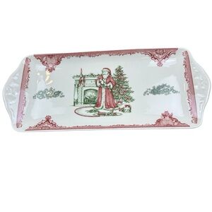 Johnson Brothers Old Britain Castles Pink Christmas Rectangular Tray RARE